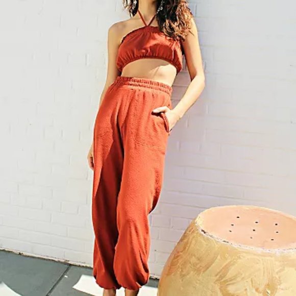 Free People Pants - NEW Free People Beach Don’t Kill My Vibe 100% COTTON Set Pants & Crop top 492S0
